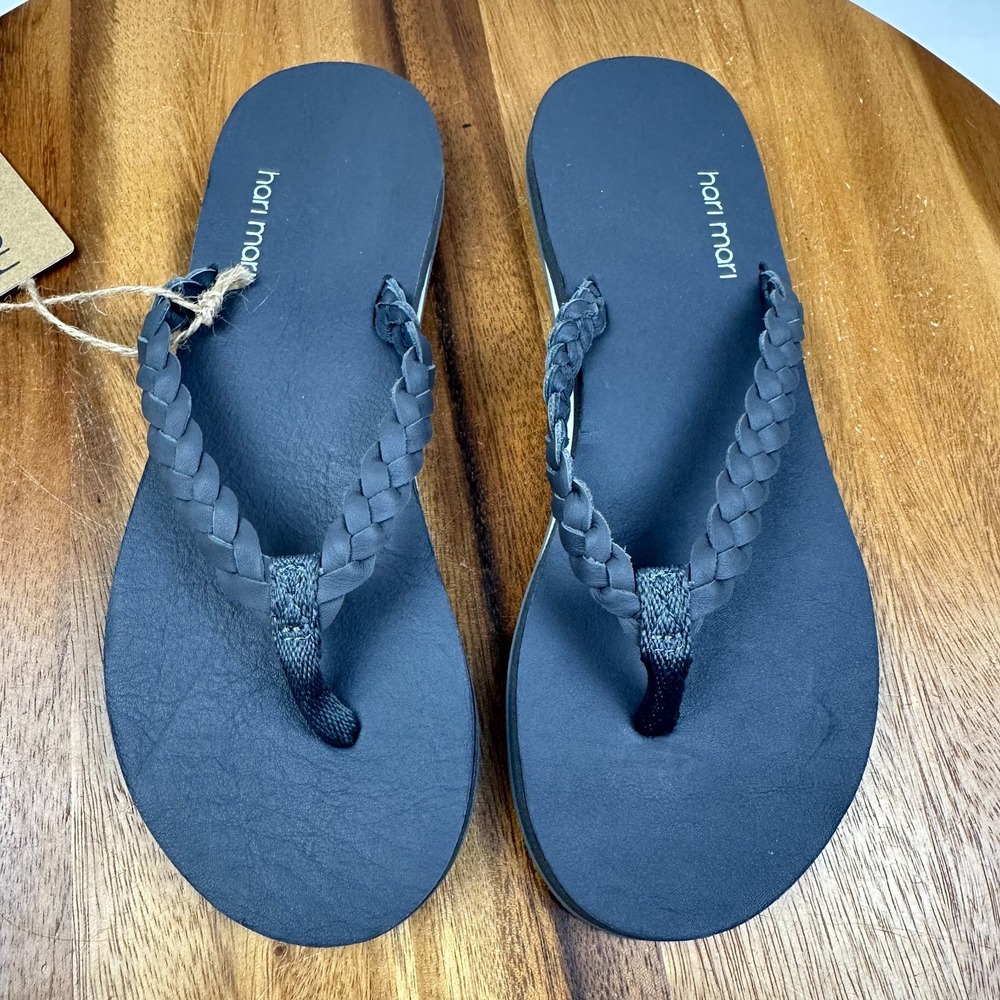 New Womens Hari Mari Meadows Braided Leather Thong Sandals Flip Flops Size 7 M